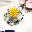 Bougeoir cire d'abeille et fleurs bleues