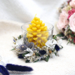Bougeoir cire d'abeille et fleurs bleues